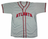 Evan Gattis Signed Game Used Atlanta Black Crackers Road Jersey with Insc