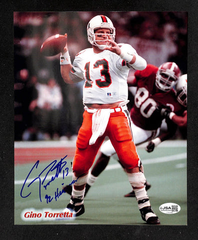 Gino Torretta Signed/Autographed 8x10 Photo Miami Heisman JSA 214263