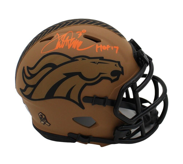 Terrell Davis Signed Denver Broncos Speed STS 2 NFL Mini Helmet with "HOF 17"