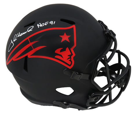 John Hannah Signed Patriots Eclipse F/S Speed Replica Helmet w/HOF'91 - SS COA
