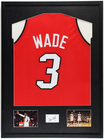 Dwyane Wade Signed Framed Cut Display w/ Jersey (JSA) Miami Heat Point Guard
