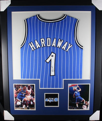 PENNY HARDAWAY (Magic blue TOWER) Signed Autographed Framed Jersey Beckett