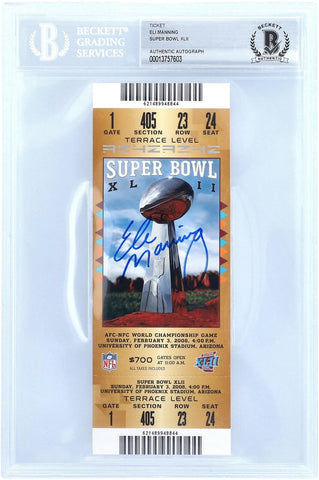 Eli Manning New York Giants Autographed Super Bowl XLII Ticket