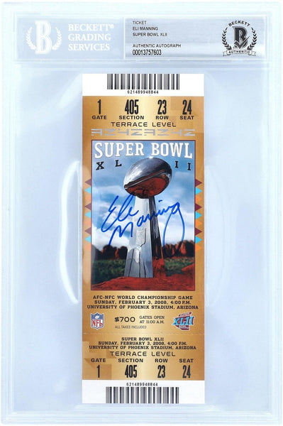 Eli Manning New York Giants Autographed Super Bowl XLII Ticket