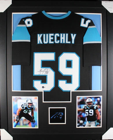 LUKE KUECHLY (Panthers black TOWER) Signed Autographed Framed Jersey Beckett