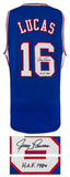 Jerry Lucas Signed Blue Throwback Custom Basketball Jersey w/HOF 1980 - (SS COA)