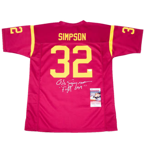 OJ Simpson Signed USC Football Jersey Inscribed Fight On with JSA