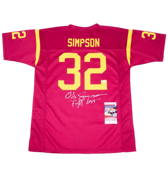OJ Simpson Signed USC Football Jersey Inscribed Fight On with JSA