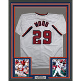 Framed Autographed/Signed James Wood 35x39 Washington White Jersey BAS COA