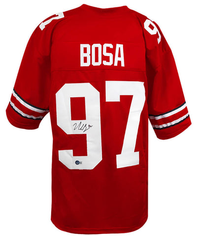 Nick Bosa (OHIO STATE) Signed Red Custom College Football Jersey - (Beckett COA)