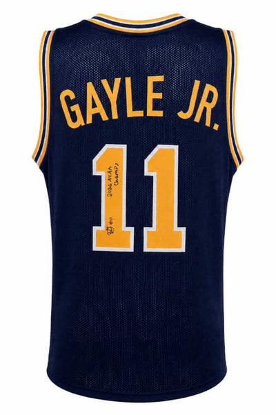 Roddy Gayle Jr. Signed Navy Custom College Basketball Jersey w/Champs - (SS COA)