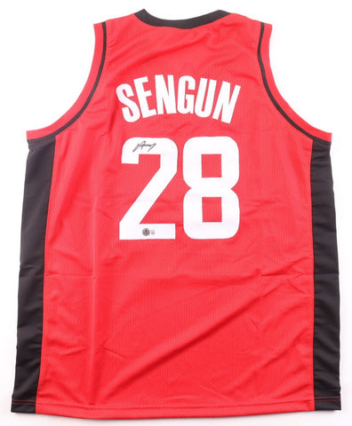 Alperen Sengun Signed Houston Rockets Jersey (Beckett) 2021 1st Round Draft Pck