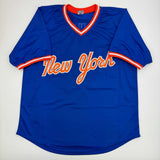 Autographed/Signed Howard Johnson "HOJO" New York Blue Jersey JSA COA