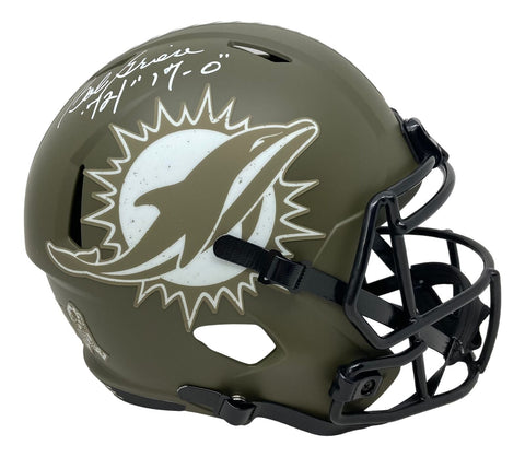 Bob Griese Signed Dolphins FS Salute To Service Speed Replica Helmet 72 17-0 BAS