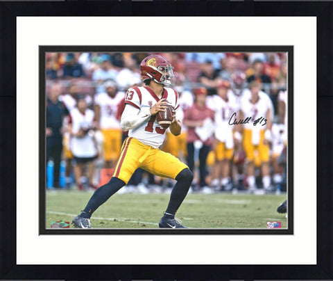 Framed Caleb Williams USC Trojans Signed 16" x 20" Throwing Photo