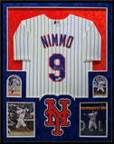 SUEDE FRAMED N.Y. METS BRANDON NIMMO AUTOGRAPHED SIGNED JERSEY FANATICS HOLO