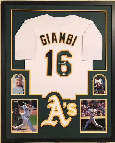 FRAMED JASON GIAMBI AUTOGRAPHED SIGNED OAKLAND A'S JERSEY JSA COA