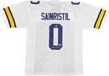 Michigan Wolverines Mike Sainristil Auto White Jersey 23 Natl Champs Beckett Wit
