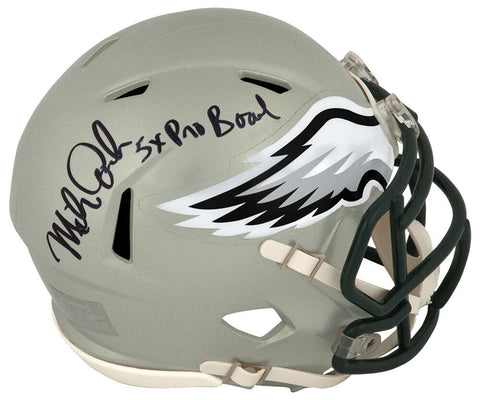 Mike Quick Signed Eagles FLASH Riddell Speed Mini Helmet w/5x Pro Bowl -(SS COA)