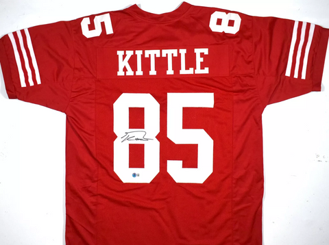 George Kittle Autographed Red Pro Style Jersey - Beckett W Hologram *Black