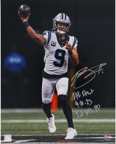 Bryce Young Panthers Signed 16x20 Debut Photo w/Debut and 1st NFL TD Inscs-LE 9