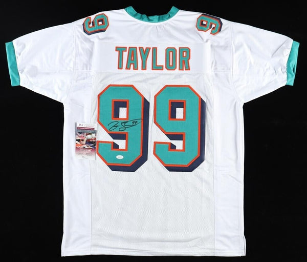 Jason Taylor Signed Miami Dolphins White Jersey (JSA COA) HOF Class of 2017 D.E.