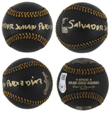 Royals Salvador Johan Perez Diaz Full Name Signed Black Oml Baseball w/ Case BAS