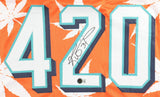Ricky Williams Signed Miami Dolphins Orange Weed Print 420 Jersey (Beckett) R.B.