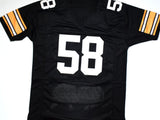 Jack Lambert Autographed Black Pro Style STAT Jersey w/ HOF- Beckett W Holo *Blk