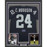 Framed Autographed/Signed Charles Woodson 35x39 Raiders M&N Jersey Fanatics COA