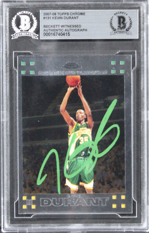 Sonics Kevin Durant Signed 2007 Topps Chrome #131 Rookie Card BAS Slabbed