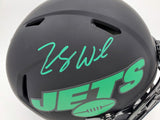 Zach Wilson Signed Jets Eclipse Black Full Size Authentic Speed Helmet Beckett