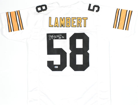 Jack Lambert Autographed White Pro Style Jersey w/HOF - Beckett Hologram *Silver
