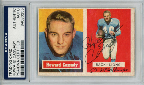 Howard Hopalong Cassady Signed 1957 Topps #90 Card NFL Champs PSA Slab 43767