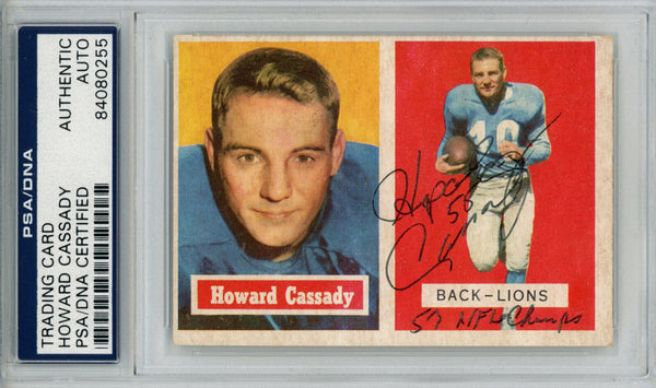 Howard Hopalong Cassady Signed 1957 Topps #90 Card NFL Champs PSA Slab 43767