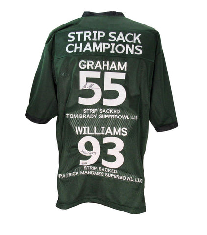 Graham/Williams Dual-Signed Green Custom Football Jersey Eagles Beckett 192788