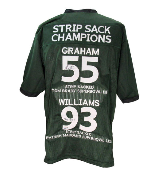 Graham/Williams Dual-Signed Green Custom Football Jersey Eagles Beckett 192788