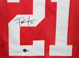 Frank Gore Autographed/Signed Pro Style Red XL Jersey Beckett 21583