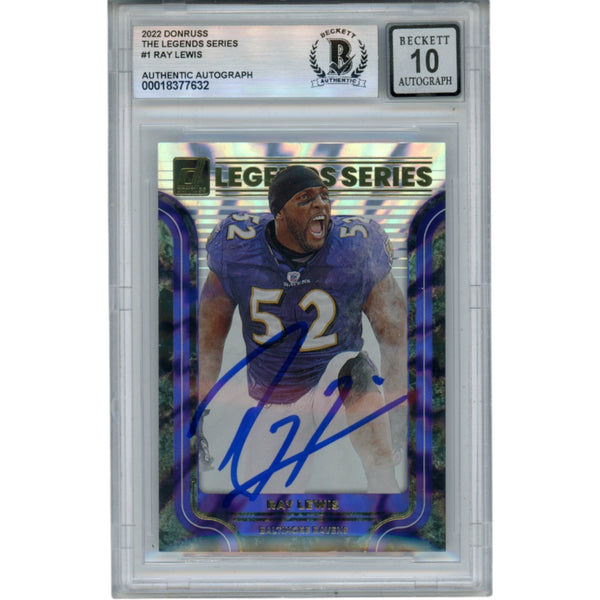 Ray Lewis Autographed 22 Donruss Legends Series #LS-1 Trading Card Beckett 52962