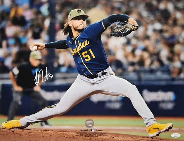 Brewers All Star Pitcher FREDDY PERALTA Signed 16x20 Photo #11 AUTO -- JSA