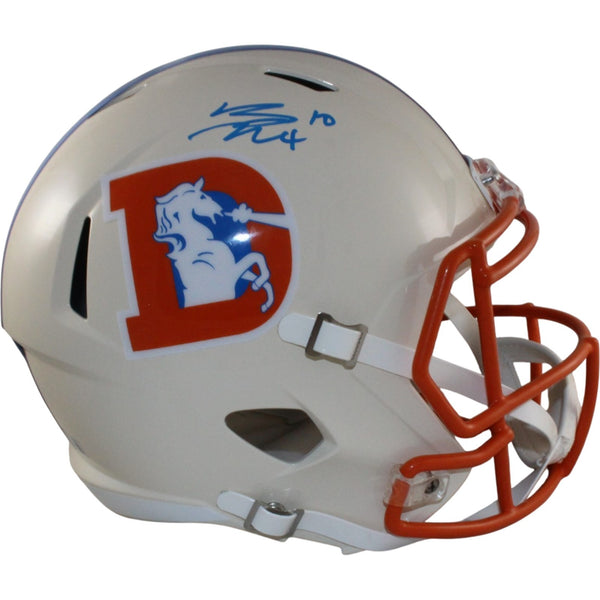 Bo Nix Autographed/Signed Denver Broncos F/S Retro Helmet Beckett Witness 56407