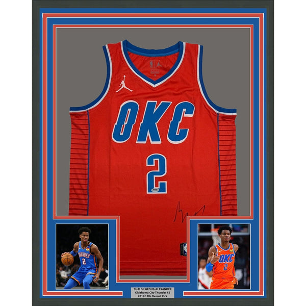 Framed Front Signed Shai Gilgeous-Alexander SGA 35x39 Orange Jersey PSA COA