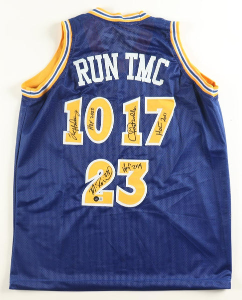 Tim Hardaway, Mitch Richmond & Chris Mullin Signed Warriors Blue Jersey Beckett