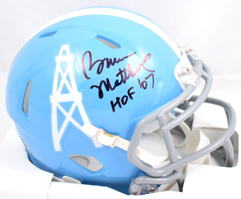Bruce Matthews Autographed Houston Oilers 60-62 Speed Mini Helmet w/HOF - Prova