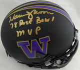 WARREN MOON AUTOGRAPHED WASHINGTON BLACK MINI HELMET ROSE BOWL MVP MCS 128014