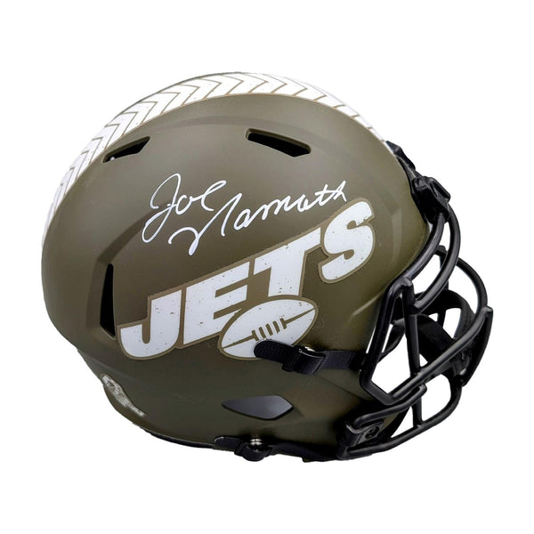 Joe Namath Autographed Full Size Jets Salute To Service Replica Helmet - Beckett