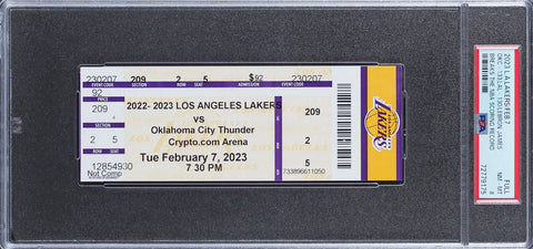 Cavaliers LeBron James 2/7/23 LAL vs OKC Full Ticket Graded NM-MT 8 PSA Slabbed