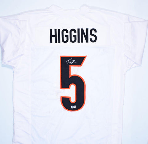 Tee Higgins Autographed White Pro Style Jersey - Beckett W Hologram *Silver