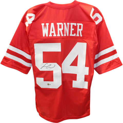 Fred Warner Autographed/Signed Pro Style sz XL Red Jersey Beckett Witness 49548