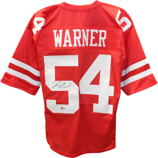 Fred Warner Autographed/Signed Pro Style sz XL Red Jersey Beckett Witness 49548